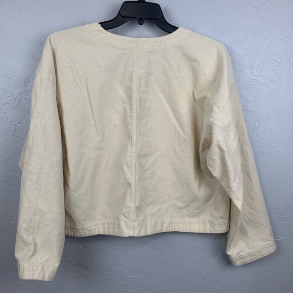 Madewell Cropped Top Womens 2XL Cream Relaxed V-Neck Long Sleeve Pullover - Picture 4 of 10